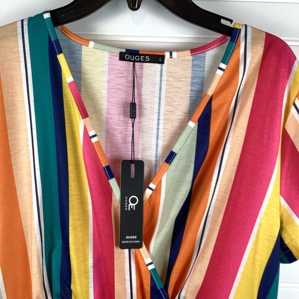 OUGES NWT Women's Summer Short Sleeve V-Neck Part… - image 4